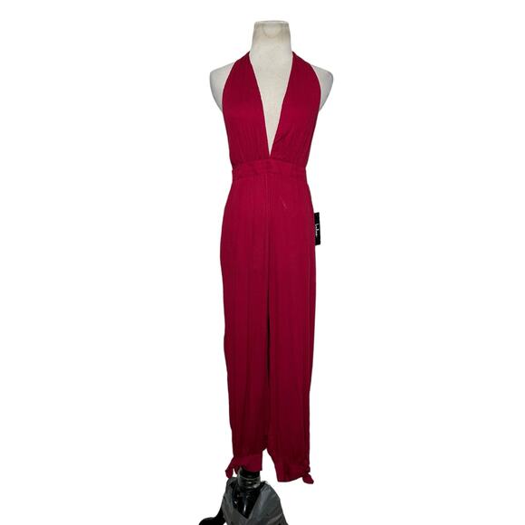 Lulus red rayon halter neck line jumpsuit size Small - Picture 16 of 16